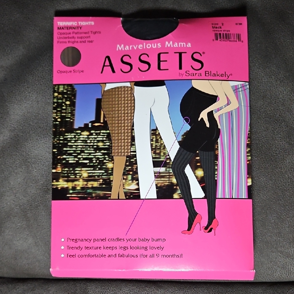 ASSETS by Sara Blakely Marvelous Mama Maternity Tights Opaque Stripe New